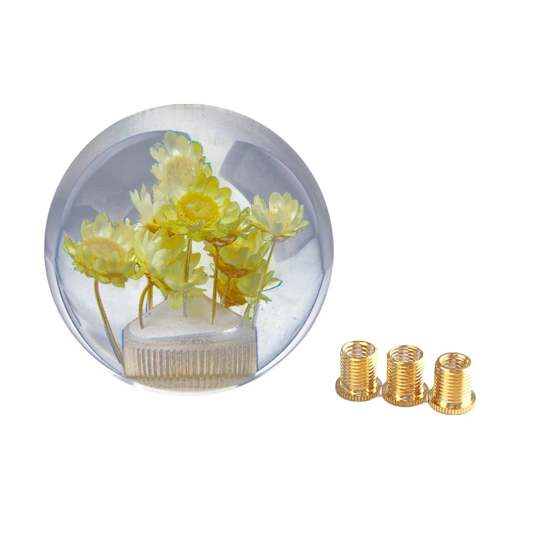 

Resin Material Round-head Flower Multiple colors Universal Metal Gear Shift Knob Manual Handle With Adapter