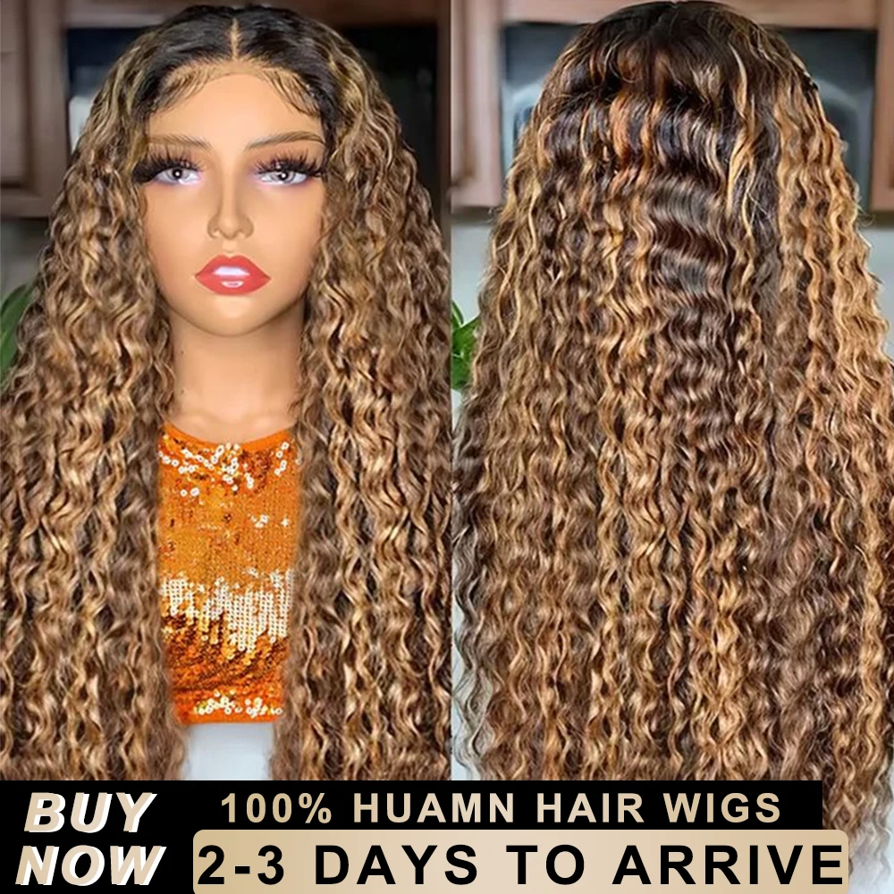 

Kinky Curly 13x6 HD 220% Highlight Blonde Ombre Wig 30 40Inch Colored Loose Deep Wave Lace Front Raw Human Hair Wigs Frontal Wig