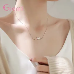 Fashion 925 Sterling Silver Chain Pendant Necklace for Women Girls Jewelry Gifts Lovely Animal Collar Accessories
