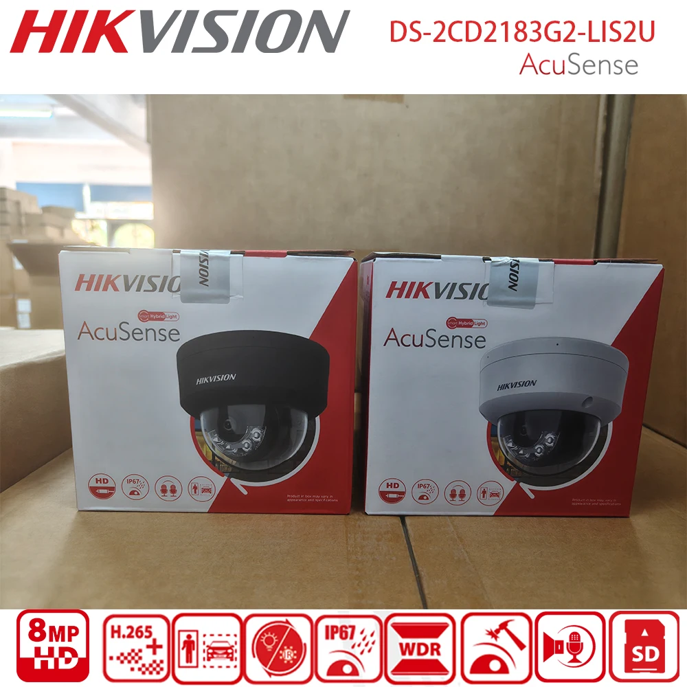 Hikvision DS-2CD2183G2-LIS2U 8mp IP Camera 4K Dome Outdoor ColorVu Acusense CCTV Security Black White