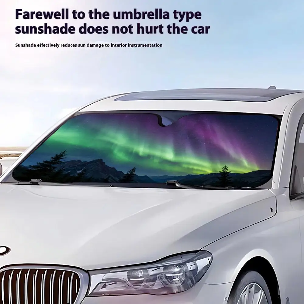Stunning Northern Aurora Sun Visor Retractable Car Sun Visor Anti-Glare UV Protection Front Window Sunshade