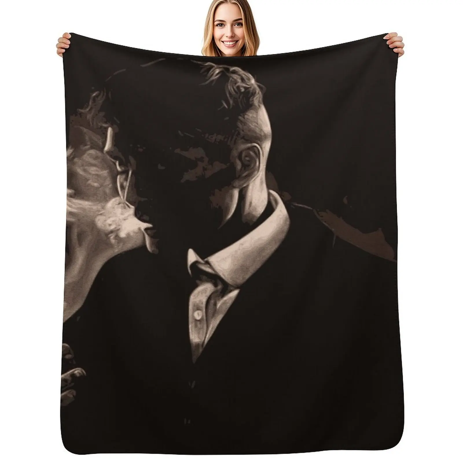 

Tommy Shelby Smoking a Cigarette Throw Blanket for winter Decorative Beds Fashion Sofas Nap Blankets