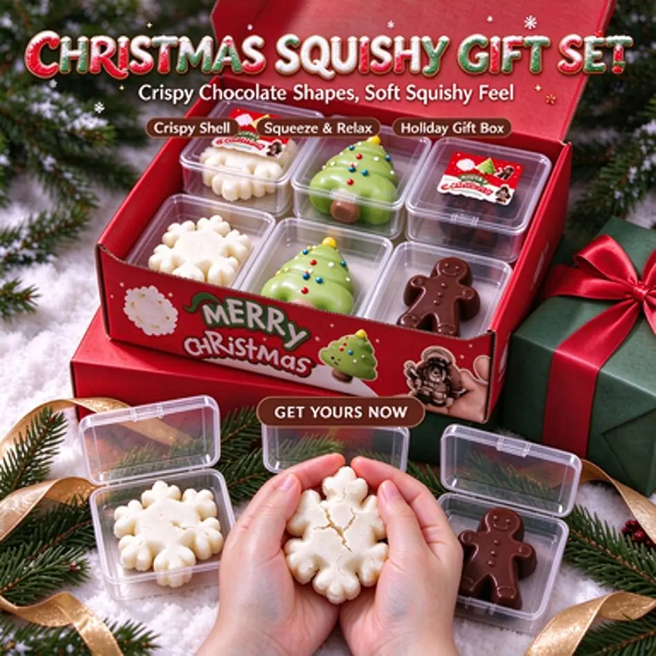1-6P Popular Crispy Christmas Squishy Snowflake Gingerbread Man Slow Rebound ASMR Toy Mood Relief Desktop Decoration Mood Relief