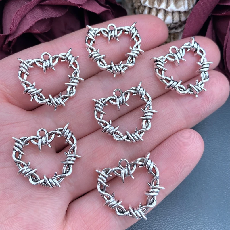 Thorns Heart Charms for Jewelry Making