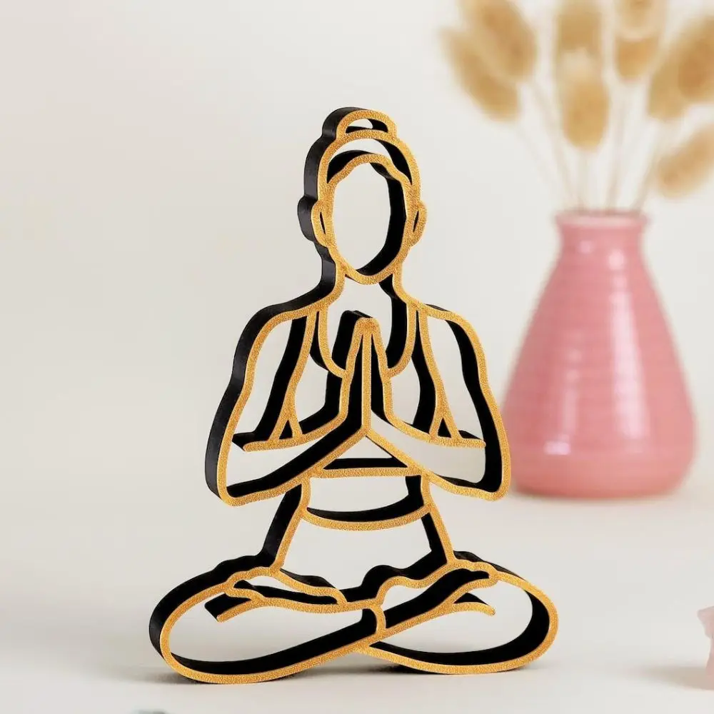 1 pièce de statue de méditeur de yoga, méditation personnalisée imprimée en 3D et décoration de maison, statue de figurine de méditation zen, décoration de bureau à domicile de guérison tranquilique, cadeau de pendaison de crémail créative qui équille le corps et l'esprit, cadeau de yoga pour petite amie