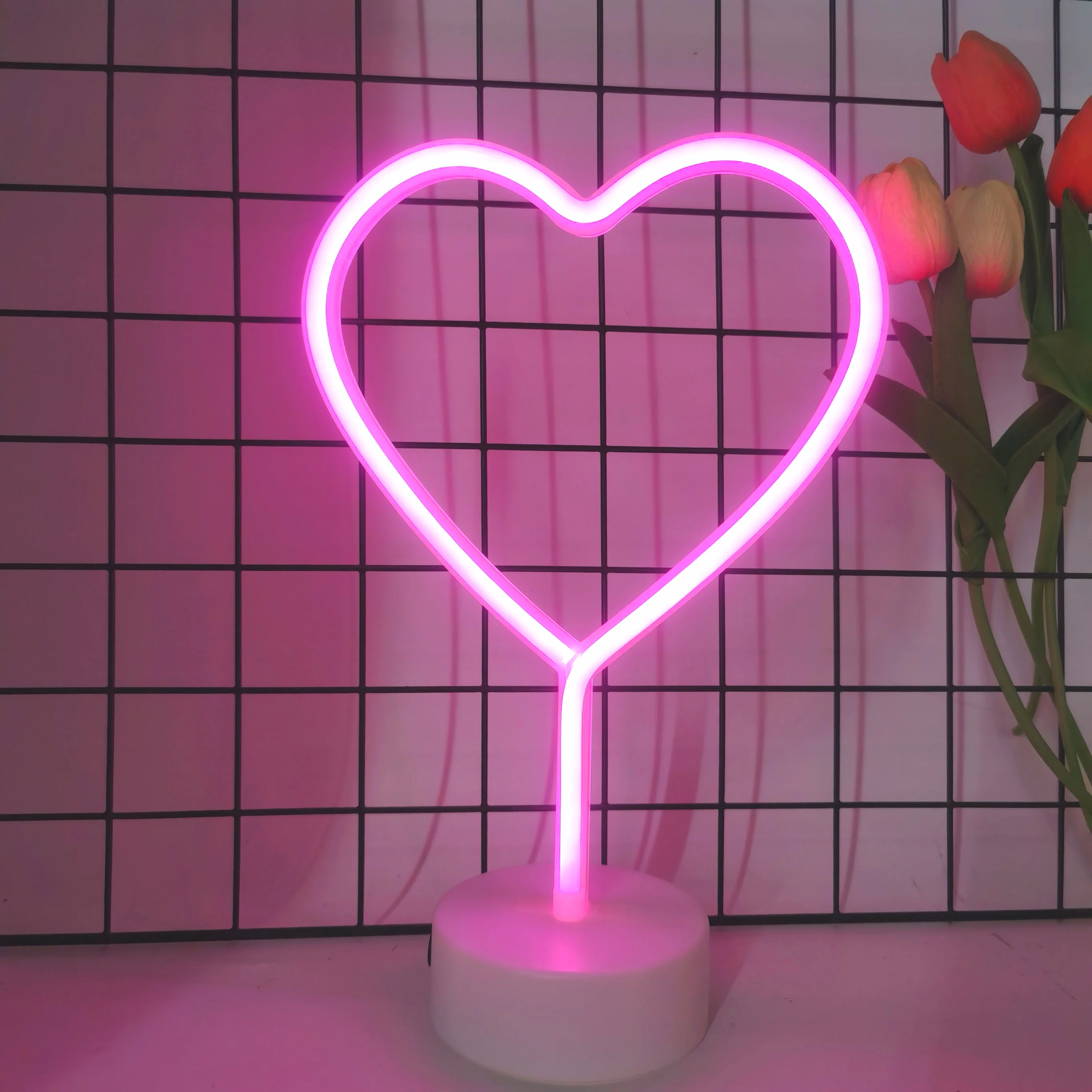 Heart shaped neon light, battery or USB powered, gift bedroom, living room decoration, wedding anniversary supplies, proposal