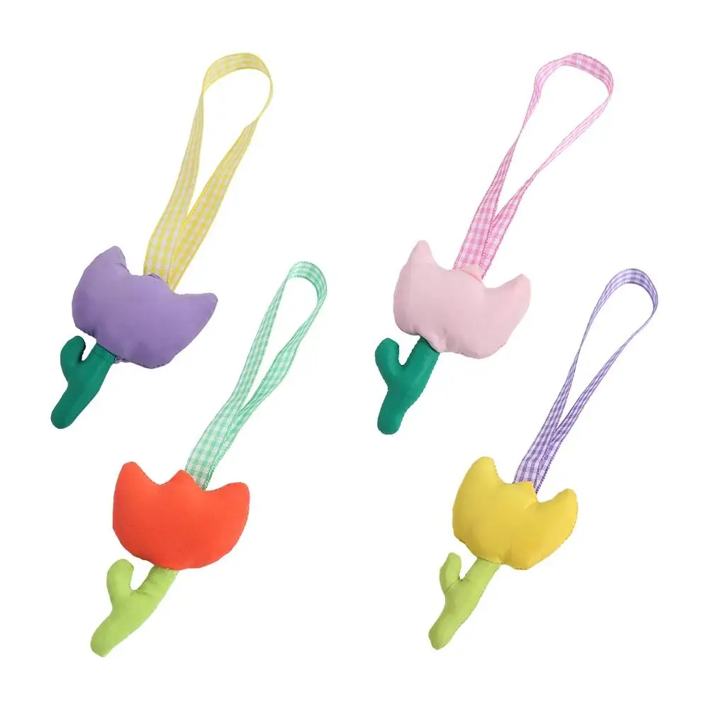 

Забавный корейский стиль цветок брелок плюшевый милый тюльпан плюшевый брелок Kawaii красочный тартан тюльпан кулон автомобиль