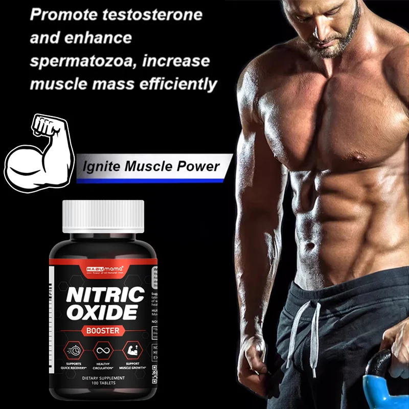 Nitric Oxide Supplement - L-Arginine Amino Acid, Endurance Booster, Builds Muscle Mass, Non-GMO Gluten-Free Dietary Supplement