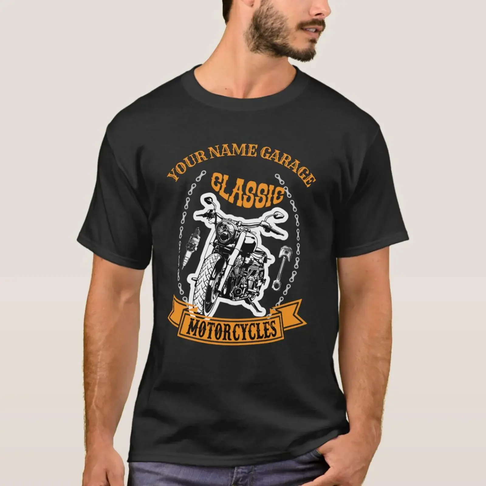 Add Name Change Top Text Line Classic Motorcycles vintage Washed Breathable homme Unisex Stylish designer clothes Soft