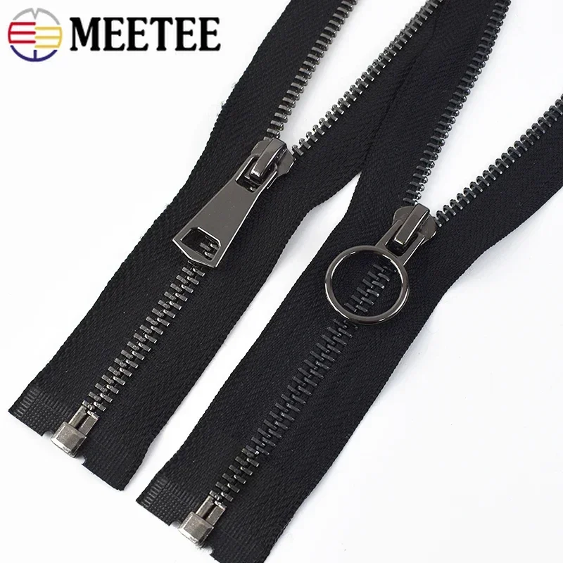 Meetee 5# Black Metal Zippers 15-40cm Close-end 50-150cm Open-end Zip Auto Lock Zips for Coat Garment Shoes Sewing Accessories