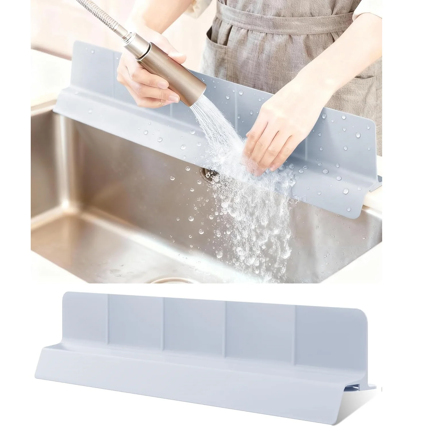 

Kitchen Sink Splash Guard Silicone Water Guard with Strong Suction Cups Bathroom Countertop Protector From Scratches, Stains