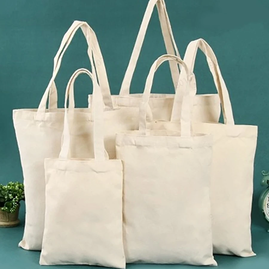 Blank Canvas Tote Bag for Students, Single-Shoulder Shopping Cotton Bag, Custom Logo Color Printing, Promotional Canvas Bag
