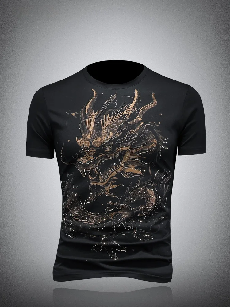 

Модная мужская футболка Slim Fit для молодых мужчин, летняя, с коротким рукавом, круглым вырезом, с принтом, термотрансферным рисунком, из дышащего хлопка и полиэстера.
