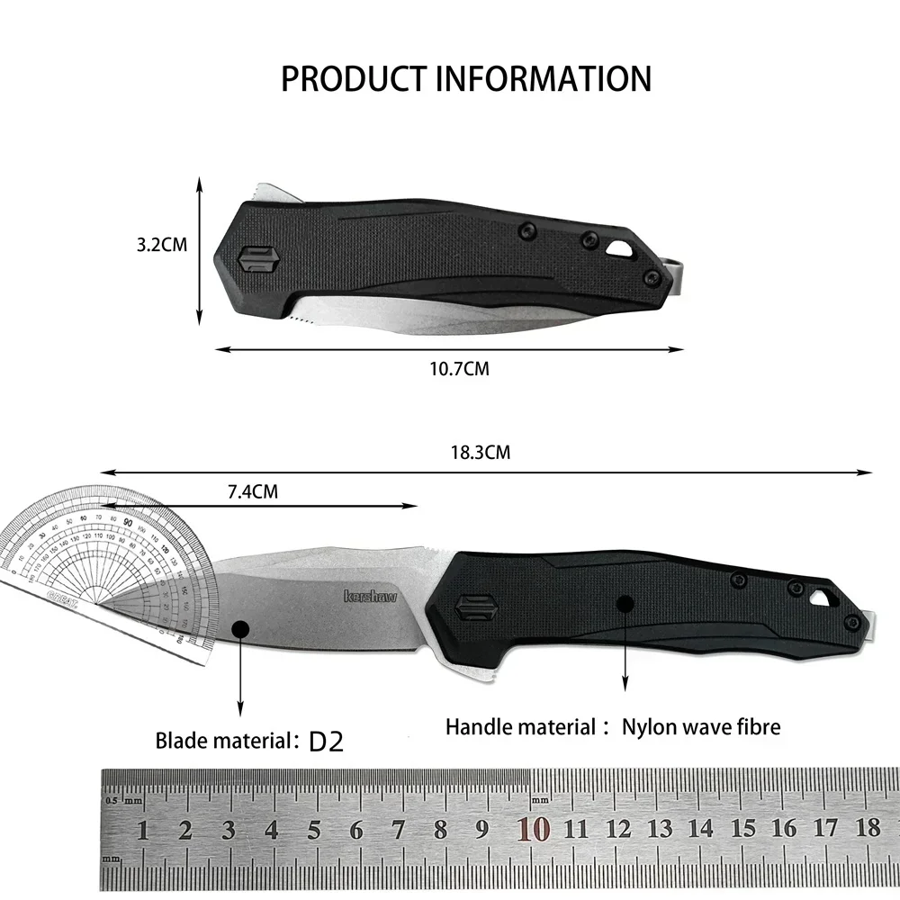 KS 2041 High Quality Folding Pocket Knife D2 Blade Nylon Glass Fiber Handle Outdoor EDC Survival Hunting Camping Hiking Knives