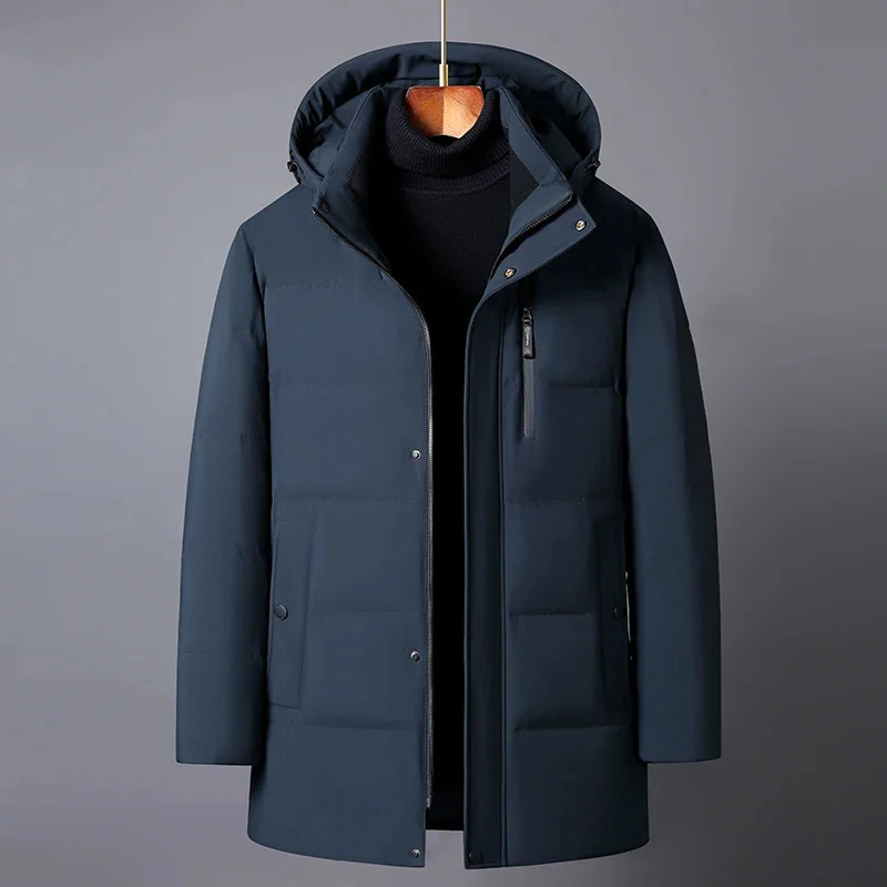 

New Arrived Casual Middle Aged Men Winter Jacket Hooded Thick Warm High Quality White Duck Down Parkas Men's Coat