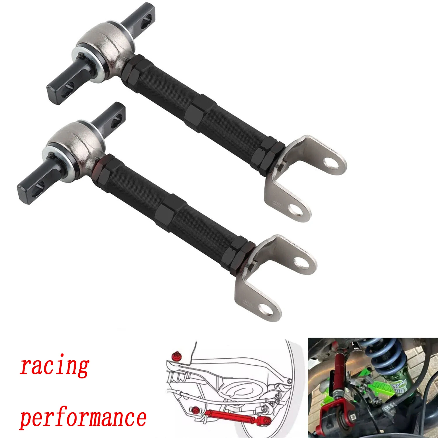 Regulowane wahacze tylnego pochylenia czarne dla 01-05 Honda Civic 02-06 Acura RSX akcesoria do zawieszenia