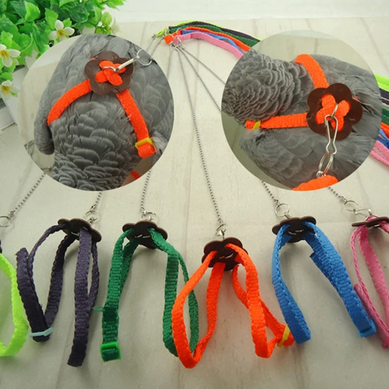 367A Bird Harness Leash Parrot Flying Ropes Adjustable Nylon Training Rope Anti-Bite for Small Birds Canary Lovebird Conure