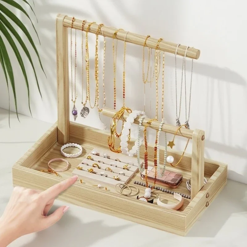 Wooden jewelry stand, luxurious bracelet display stand, vintage women's necklace organizer, desktop decorative jewelry storage s - view 5