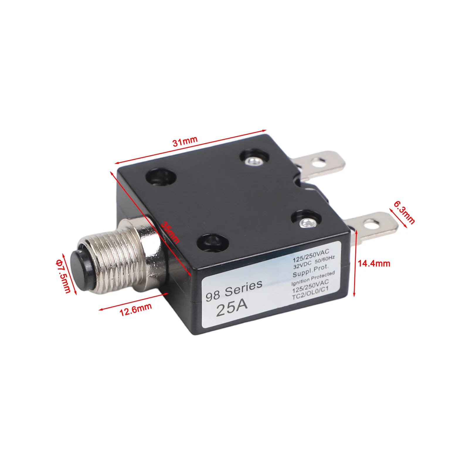For Commercial Use Metal Terminals Rainy Conditions 35*55.4*14.4mm Circuit Breaker With Waterproof Cover Long Service Life