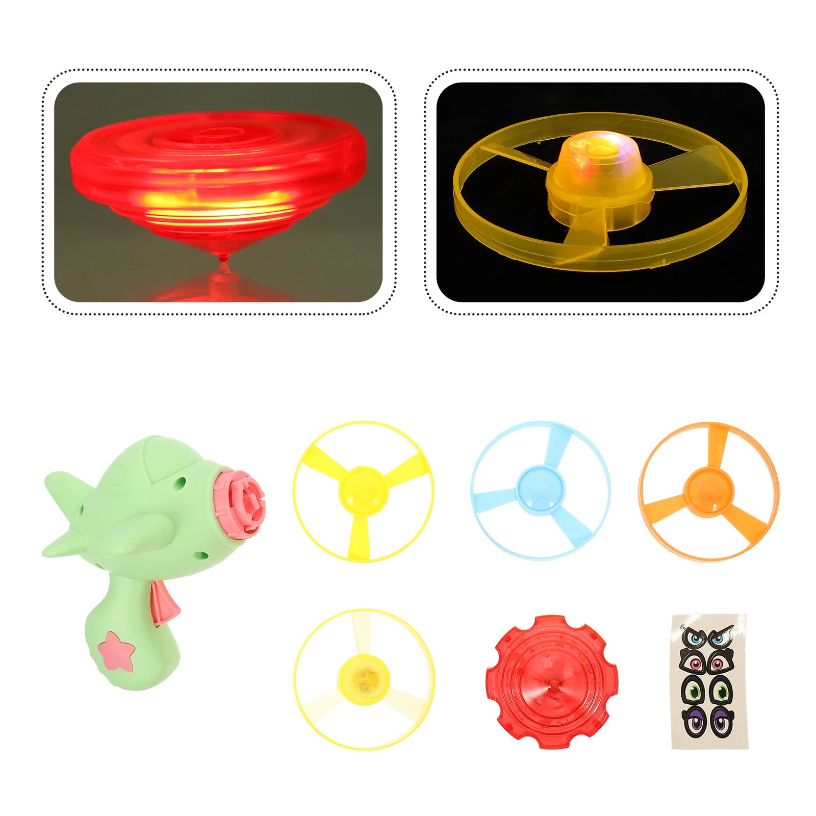 

1 set 1 Set Of Bamboo Dragonfly Fish Flying Disc Kids Outdoor Play Durable Children Launcher Cartoon Design Educational Glowing