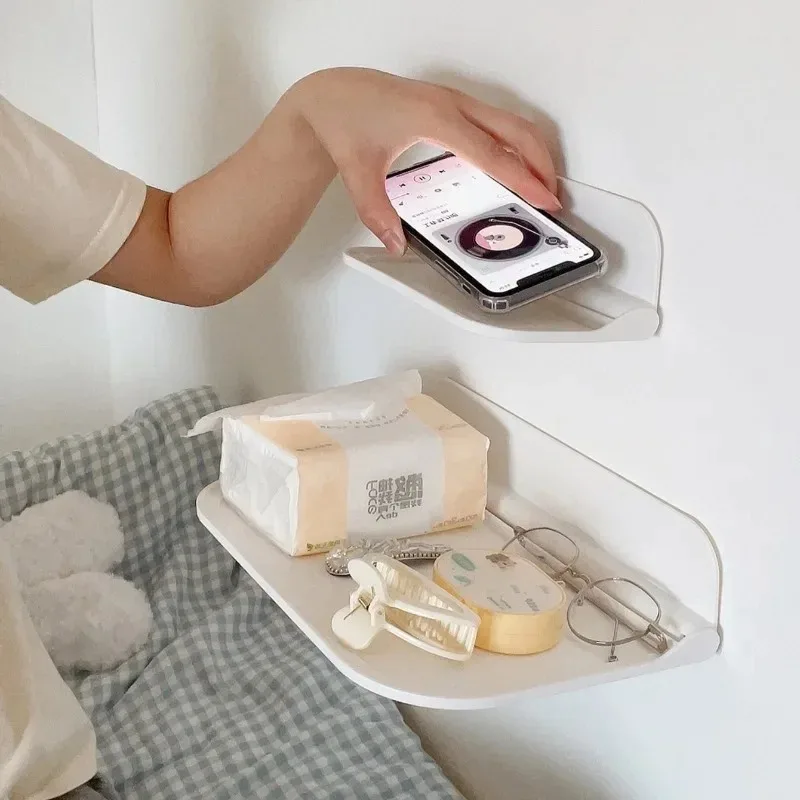 Klappbares Wandregal Platzsparendes Aufbewahrungsregal Bohrerfreier Telefonhalter WLAN-Router-Organizer für Bad und Küche