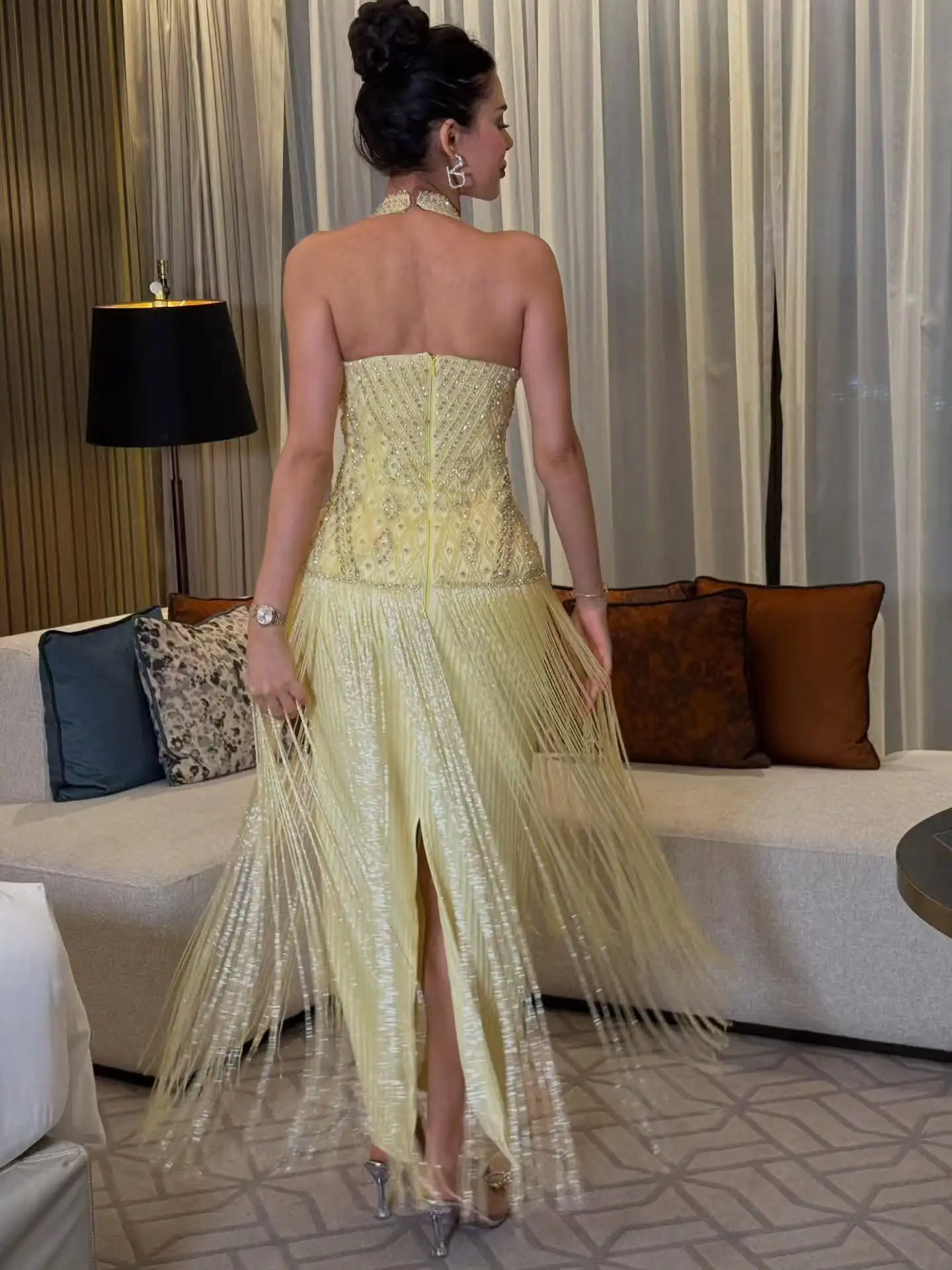 Vestidos de Noche Personalizados con Cuello Halter sin Mangas para Mujer, Elegantes Vestidos de Gala para Eventos Formales, Vestidos para Bodas Mujer Invitada
