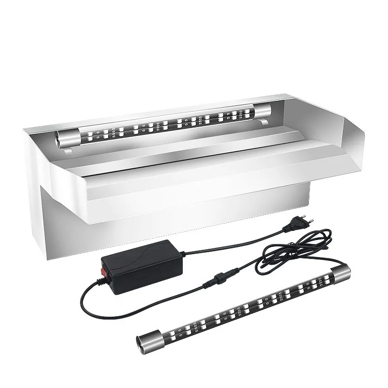 Stainless Steel 304 Waterfall Outlet Spillway Weir Pool Fountain Nozzle With LED Light For Garden Pond Landscape Decor