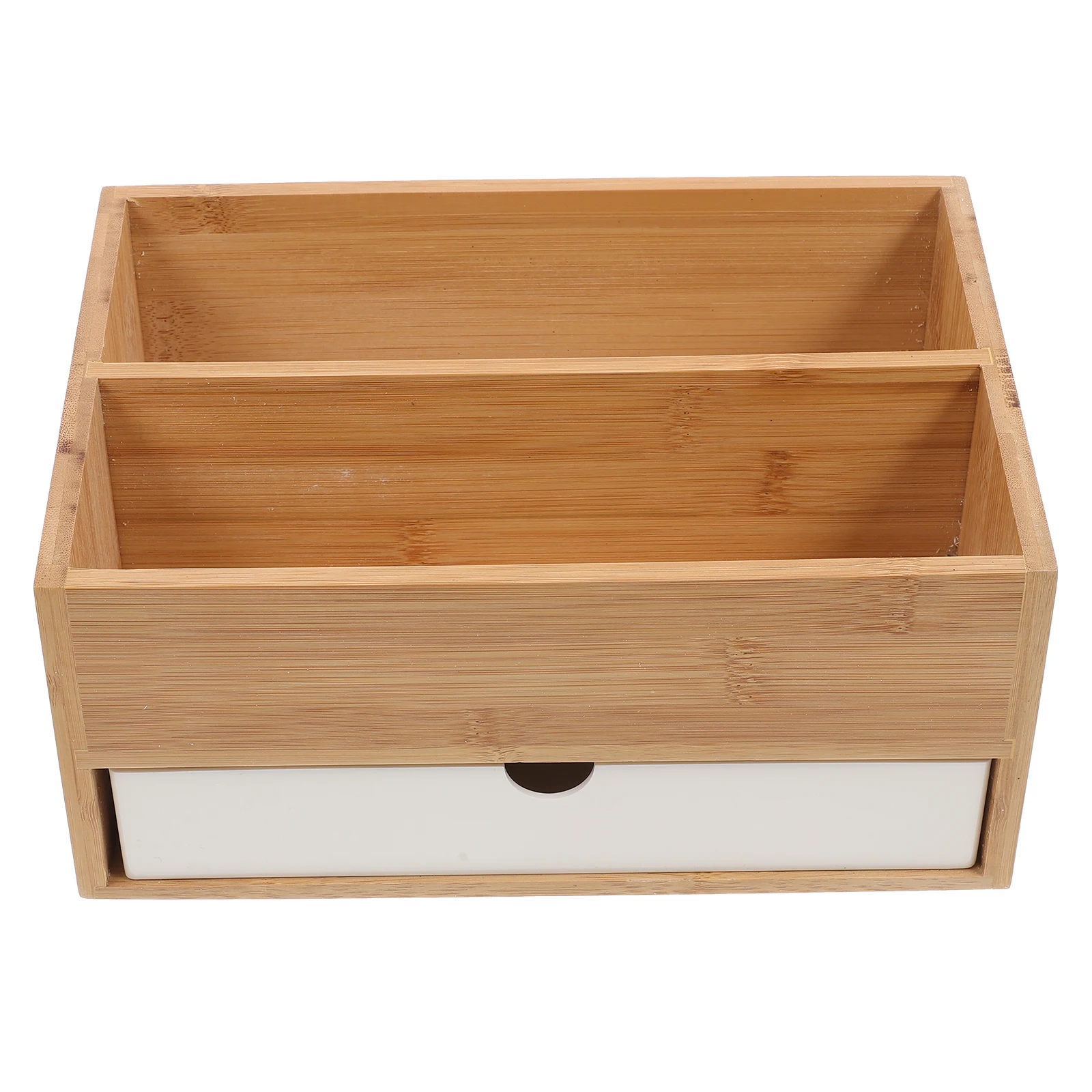 

Desktop Organizer Clamp on Shelf Clear Drawers Bamboo Dressing Table Storage Office Bookshelf for Writing Stick Wood Decoration