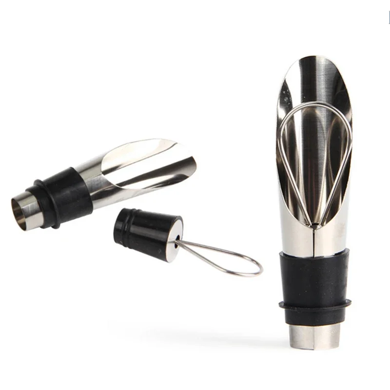 Stainless Steel Red Decanter Dual Purpose Stopper Decanter Bottle Stopper Stainless Steel Wine Spout Two-in-one Accessories