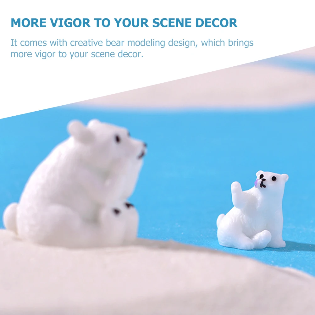 

Mini Polar Bear Ornaments Resin Desktop Decor Micro Landscape Animals Figures Lovely Figurines Miniature Statues Bears