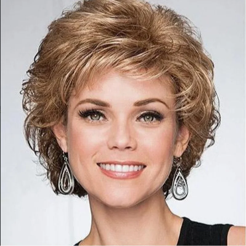

Women's Highlighted Hair Wig: Refreshing, Natural, Comfortable Short Hairstyle, European and American Style