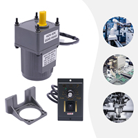 25W 220V AC Gear Motor Single Phase 60K Ratio with Speed Controller Adjustable 90-1650 RPM for Industrial Machinery