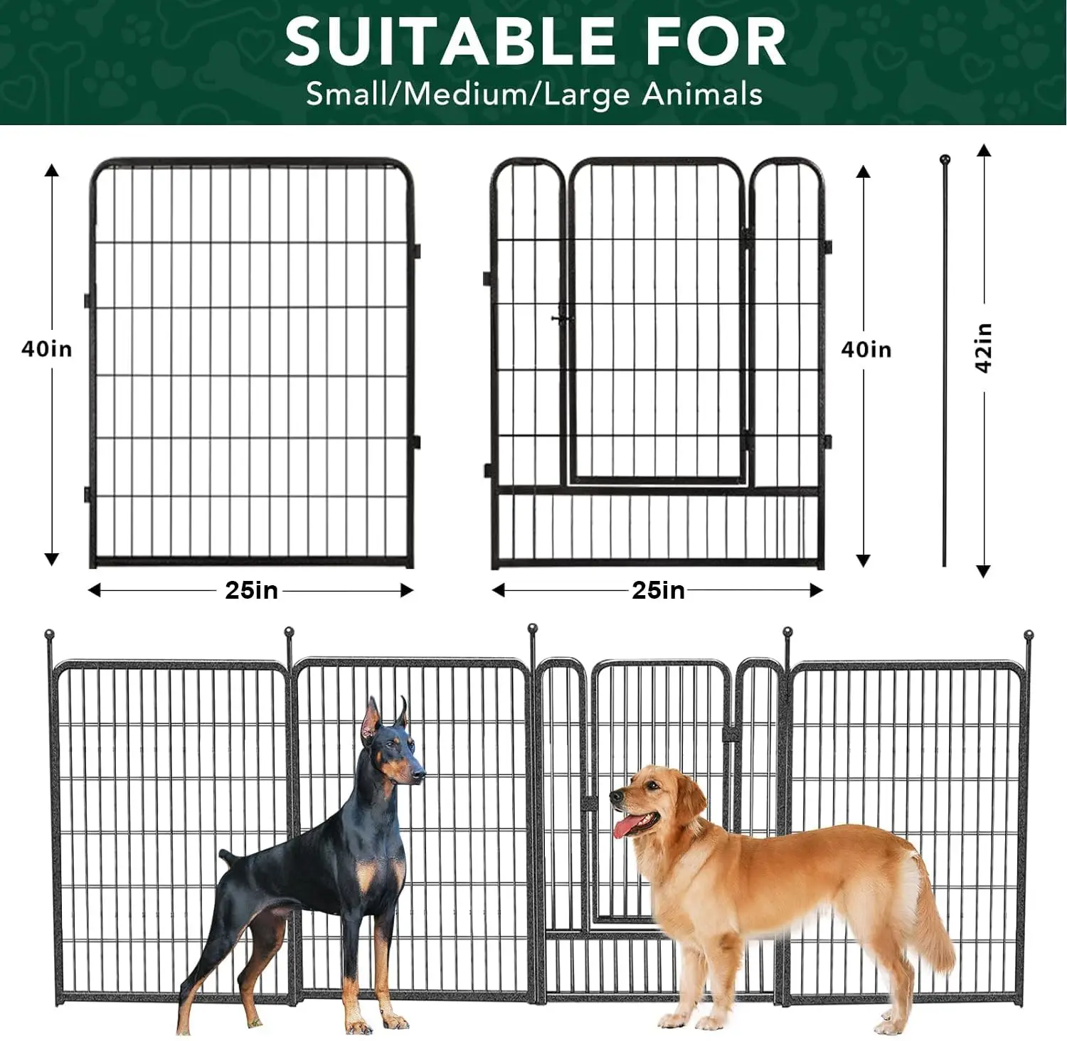 

Dog Playpen Outdoor, 16 Panels 40" High Heavy Duty Metal Dog Pen, Pet Fence for Large/Medium/Small Dogs