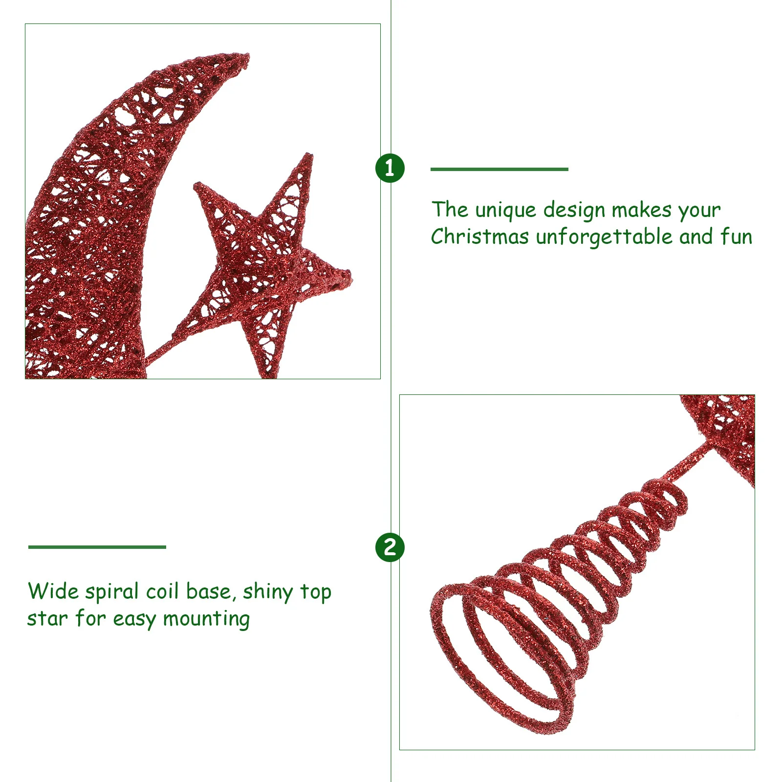 

3D Christmas Star Moon Tree Topper High Quality Iron Holiday Ornament Xmas Decorations for Festive Party Indoor Tree Topper