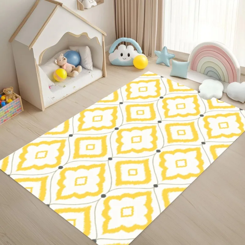 Geometric Line Print Carpet Cute Home Decor Soft Non-slip Floor Mat Living Room Children's Room Bedroom Study Decor Rug