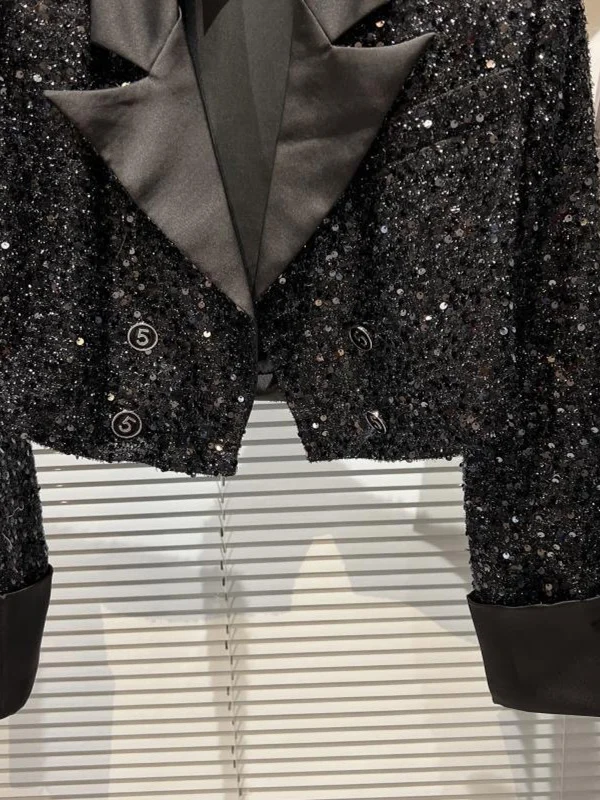 

Корейская женская модная верхняя одежда с блестками Long Sve, весенне-осенний дизайн, открытый кардиган с тяжелой вышивкой, топ Sli