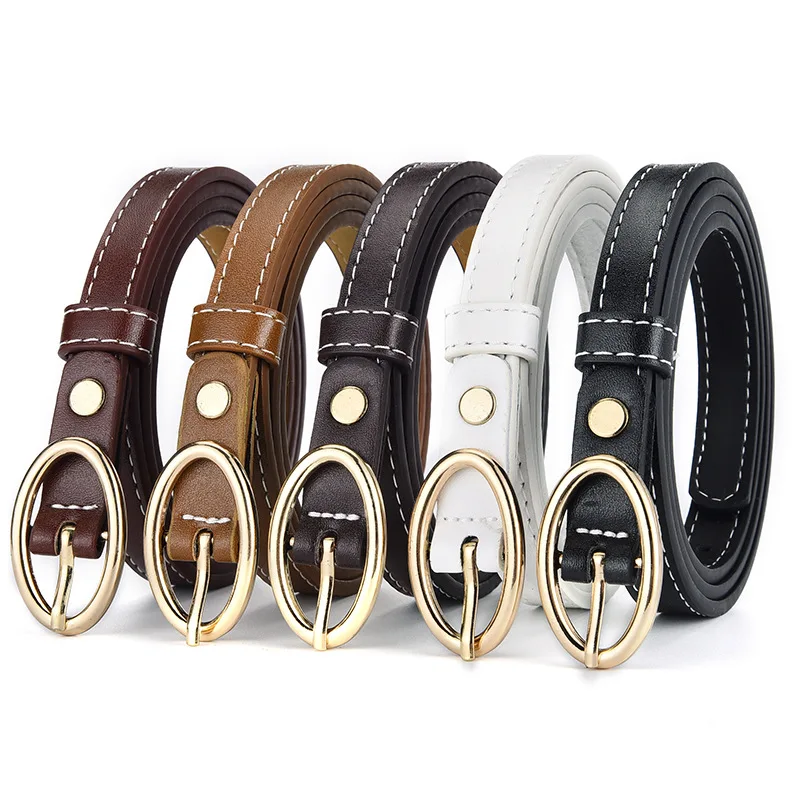 Korean style women fashion faux leather belt skirt jeans thin waistband young girls minimalism pin buckle strap on ladies belts