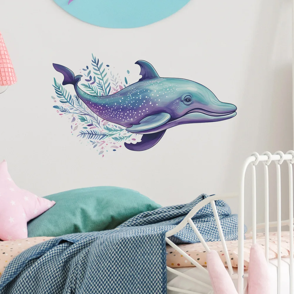 New fashion cartoon color painting Dream Whale children bedroom kindergarten background decorative wall stickers