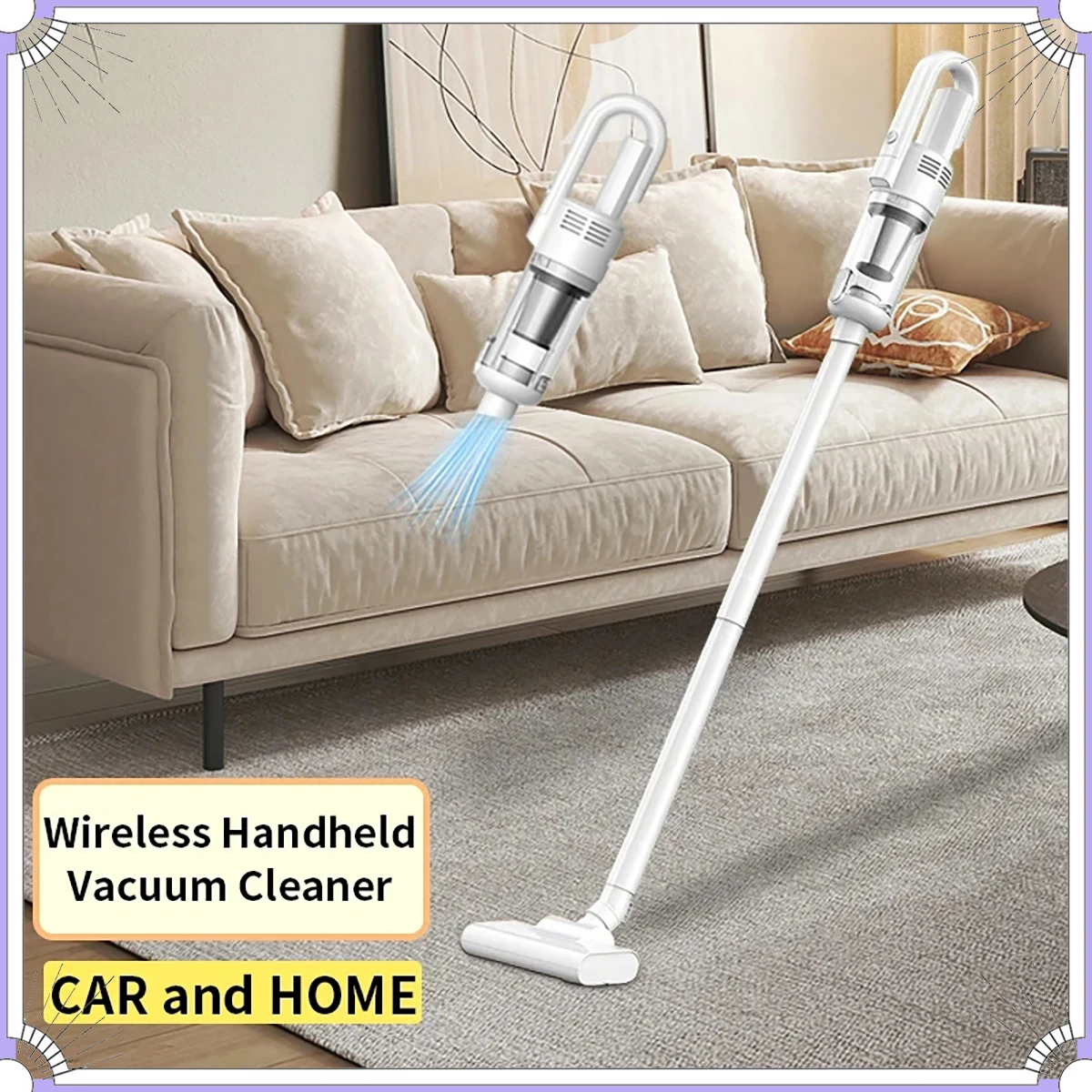 

Беспроводной портативный ручной пылесос 6500Pa Мощная многофункциональная домашняя машина для чистки автомобиля с металлическим сетчатым фильтром