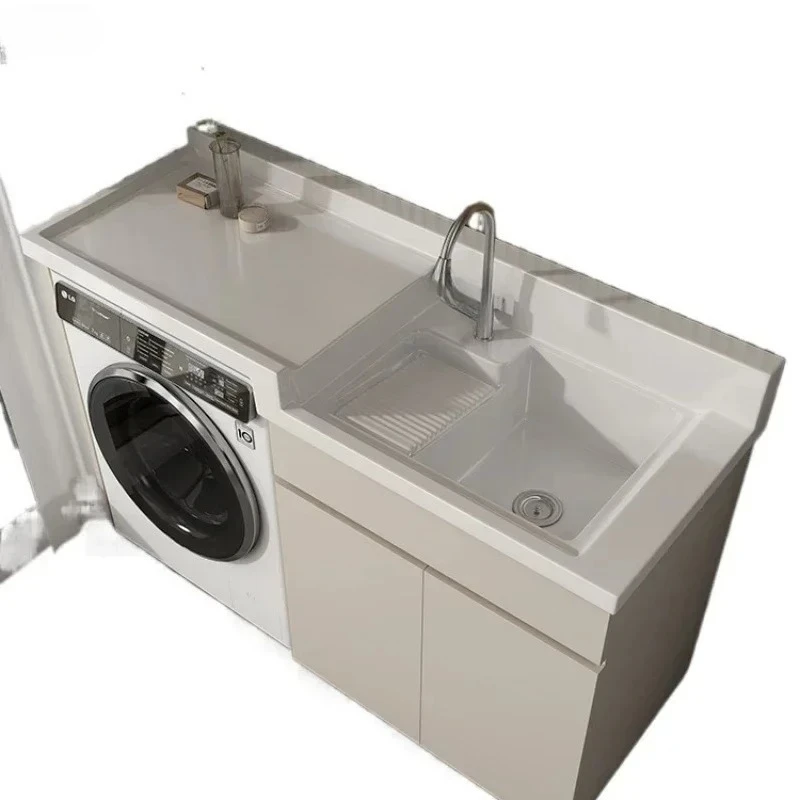Aluminum Large Board Washing Machine Cabinet Balcony Laundry Tub High and Low Washing Machine All-in-One Cabinet Combination