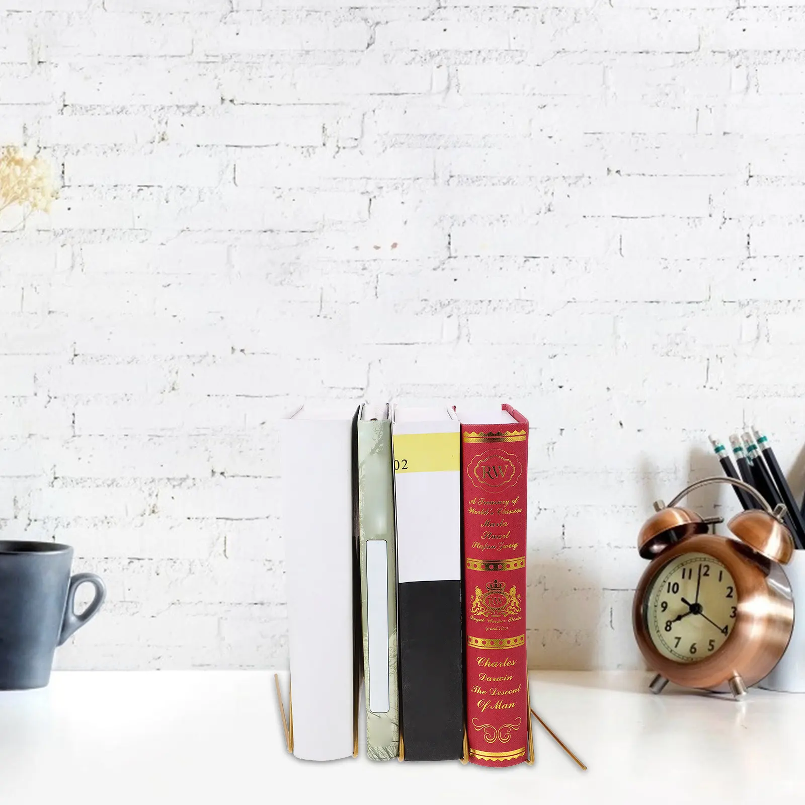 

Iron Art Triangle Book Stand Metal Freestanding Desktop File Organizer Bookshelf Rack for Office Home Magazine Cd Storage