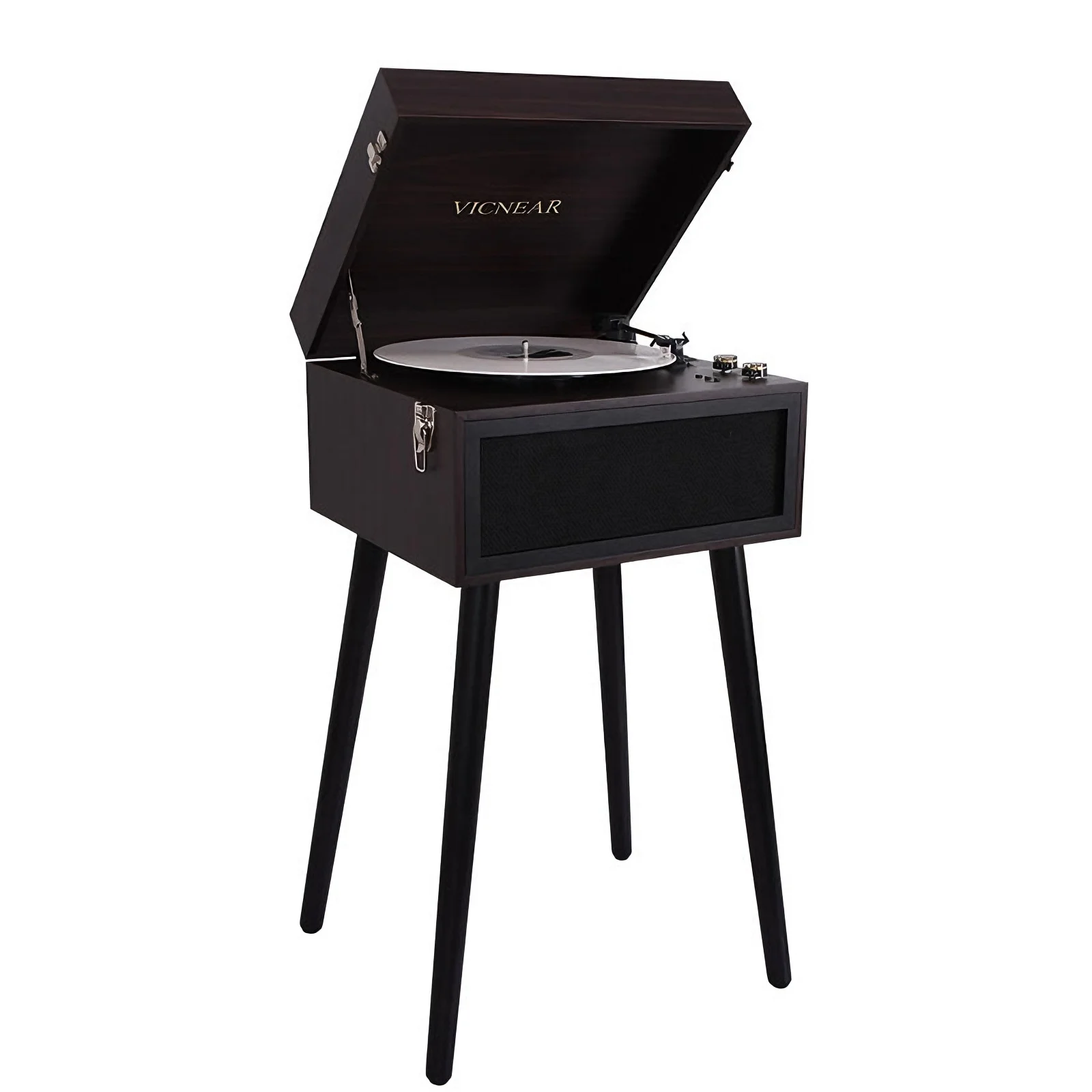 

Vintage Moving Magnet Turntable AT3600L Cartridge Built-in Speakers Bluetooth 5.0 Vertical Design FM Radio & Recording Function