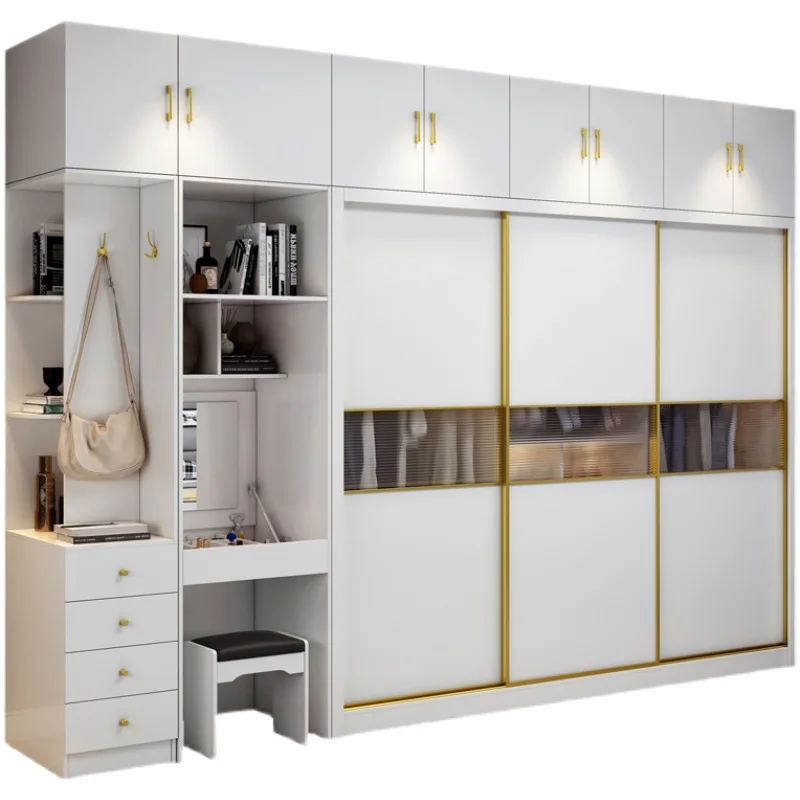 

ds-Nordic Solid Wood Ecological Panel Sliding Door Wardrobe Modern Simple Household Storage Cabinets Overall Wardrobe%