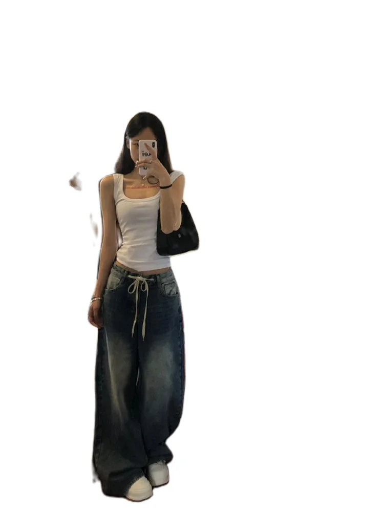 

New Jeans Y2K Clothes Japanese 2000S Style Low Rise Waisted Hipster Vintage Retro Female Denim Fashion Basic Trend Popular Hip