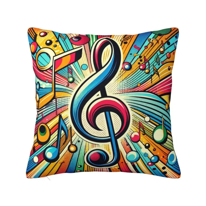 Music Musical Note Throw Pillow Case 40*40cm for Living Room Cushion Cover Soft Polyester Pillowcase Double-sided Printing