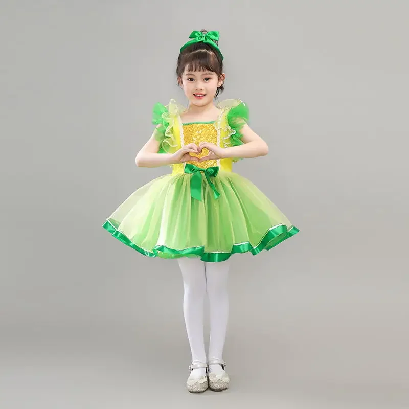 فستان تنورة رقص حديث مطرز للأطفال ، ملابس قاعة رقص ، فساتين رقص جاز للبنات ، ملابس مسرح للحفلات الموسيقية ، فستان أميرة للزفاف