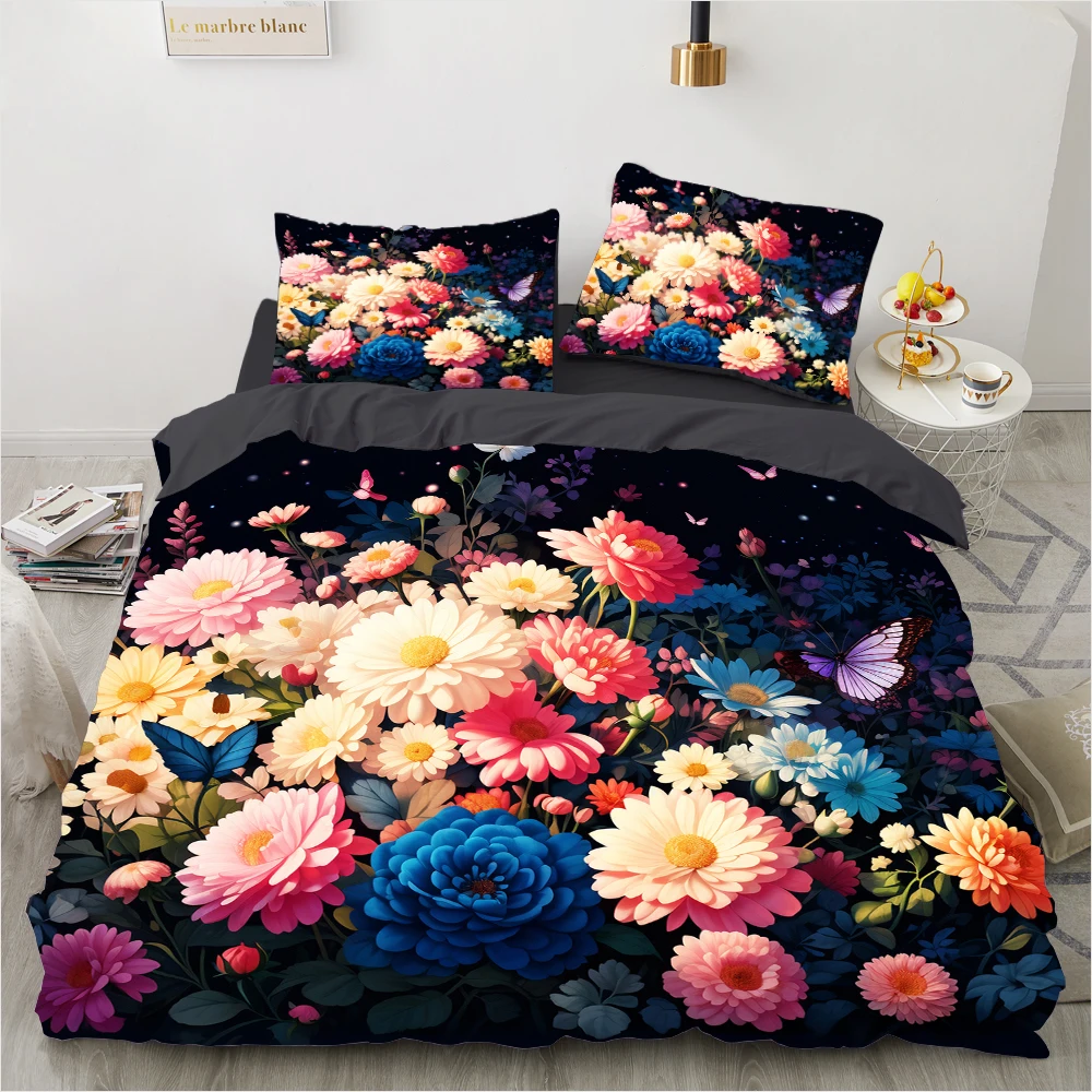 Flowers Luxury Duvet Cover Floral Exotic European Bed Set Design Comforter Bedding Sets for Bedroom Women Queen King garden