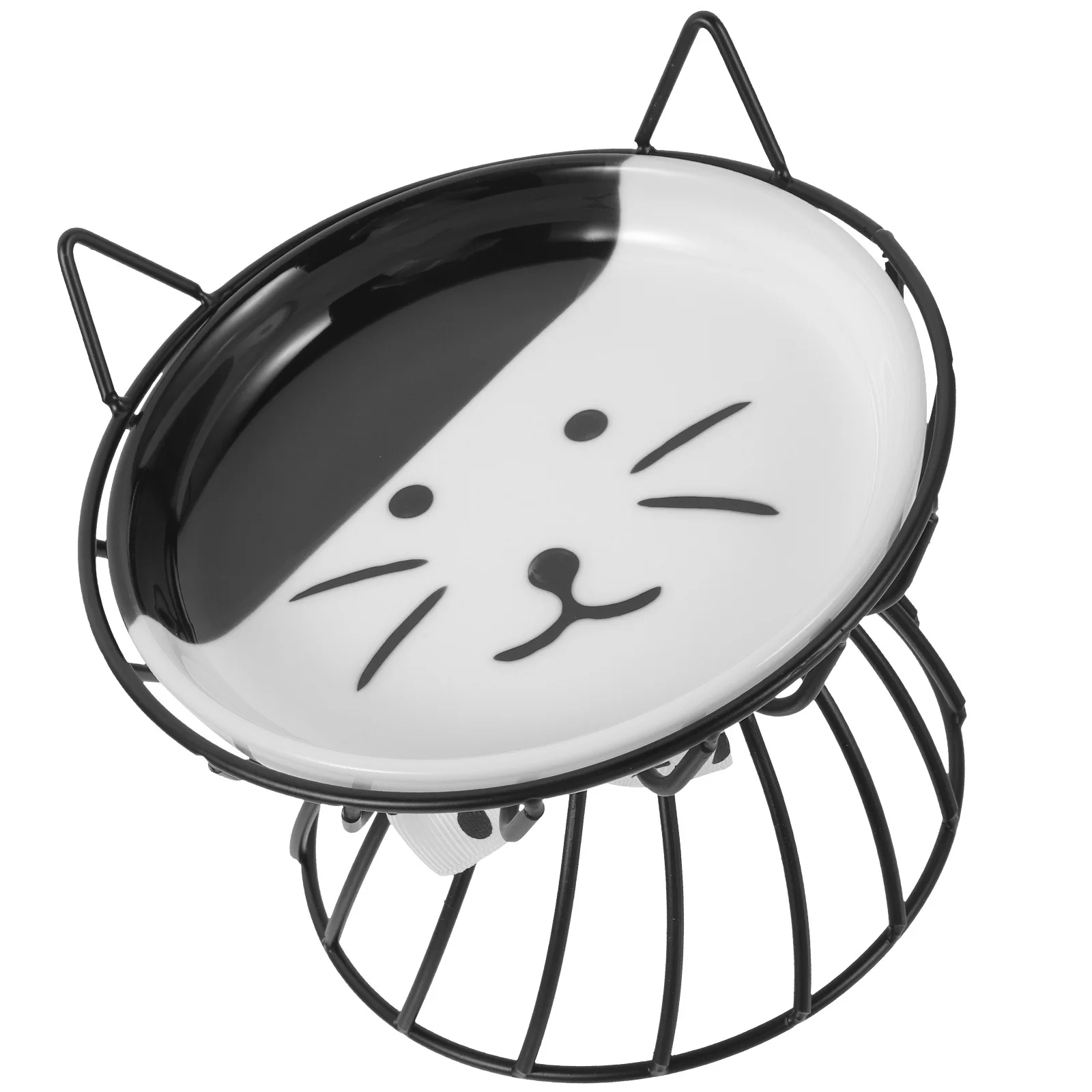 

Raised Cat Bowl Stand Elevated Feeding Plate Ceramic Dish for Indoor Cats Anti Vomit Design Elevated Cat Bowls