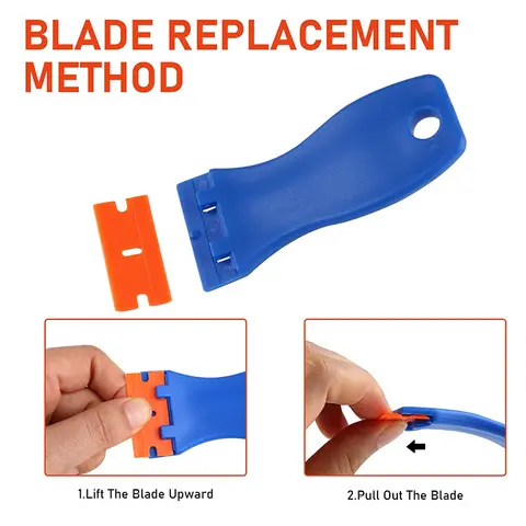1 set bilklistermärkesborttagare mångsidig plast små blad färg bilfilm appliceringsverktyg hushållsglas rengöringsskrapa 10 best sales skrapblad - №9
