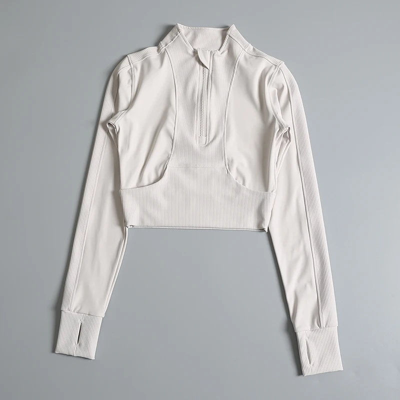 スタンドカラーハーフジッパータイトスポーツジャケット女性用ショートランニングフィットネス服トップトレーニング痩身ヨガスーツロング